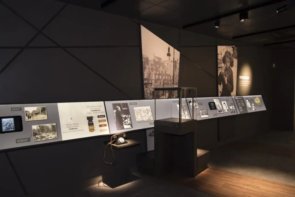 Colour image of and indoor immersive Bomber Command exhibition