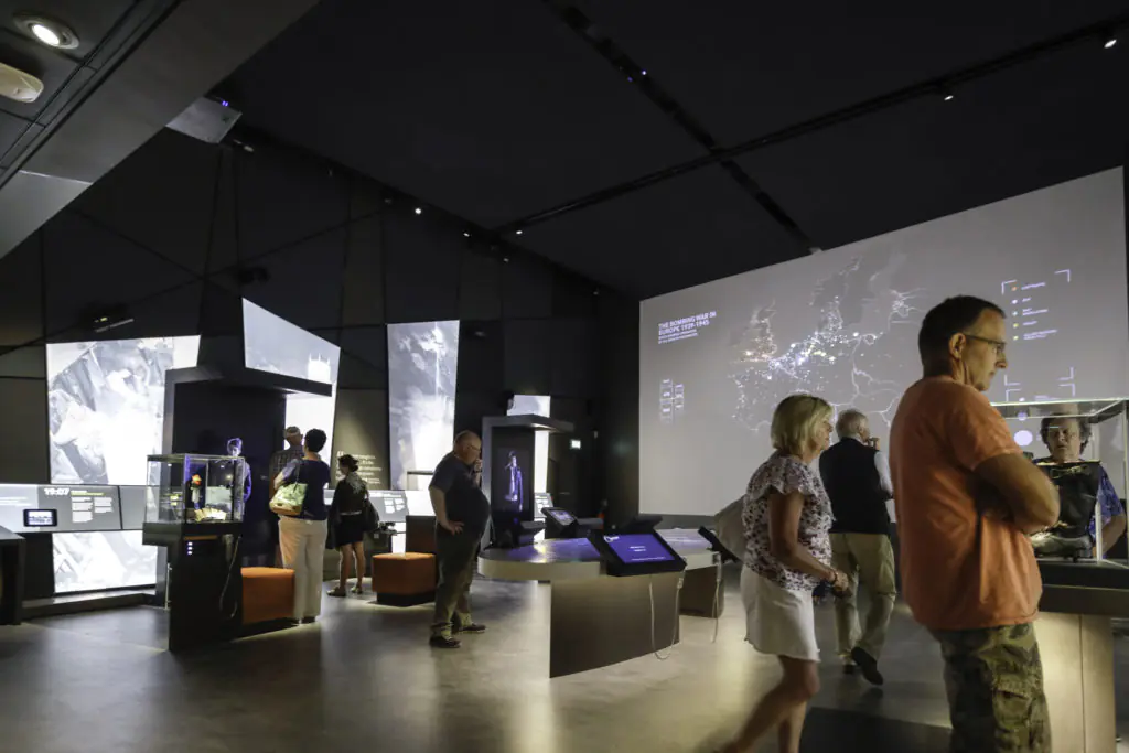 Colour image of an indoor exhibition gallery - Bomber Command