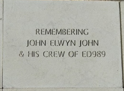 IBCC Ribbon of Remembrance Stone to John Elwyn JOHN