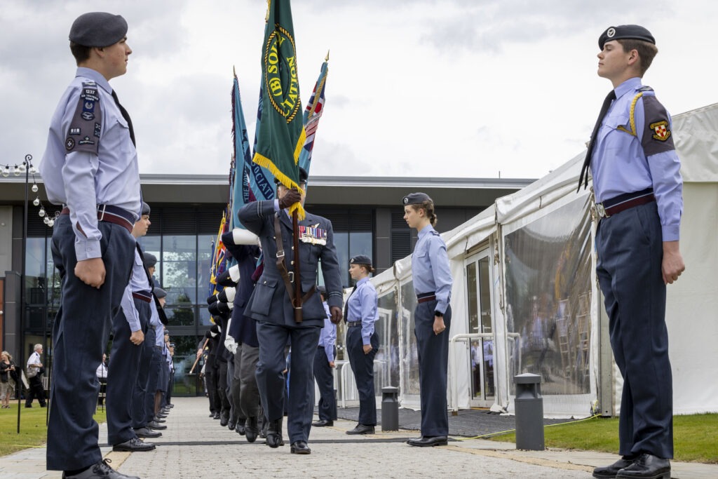 Air Force Cadets saluting standard bearers