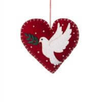 Felt Peace Dove On Red Heart