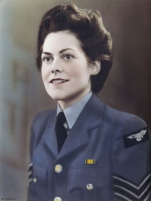 Women in War - colourised photo of a woman in WAAF uniform