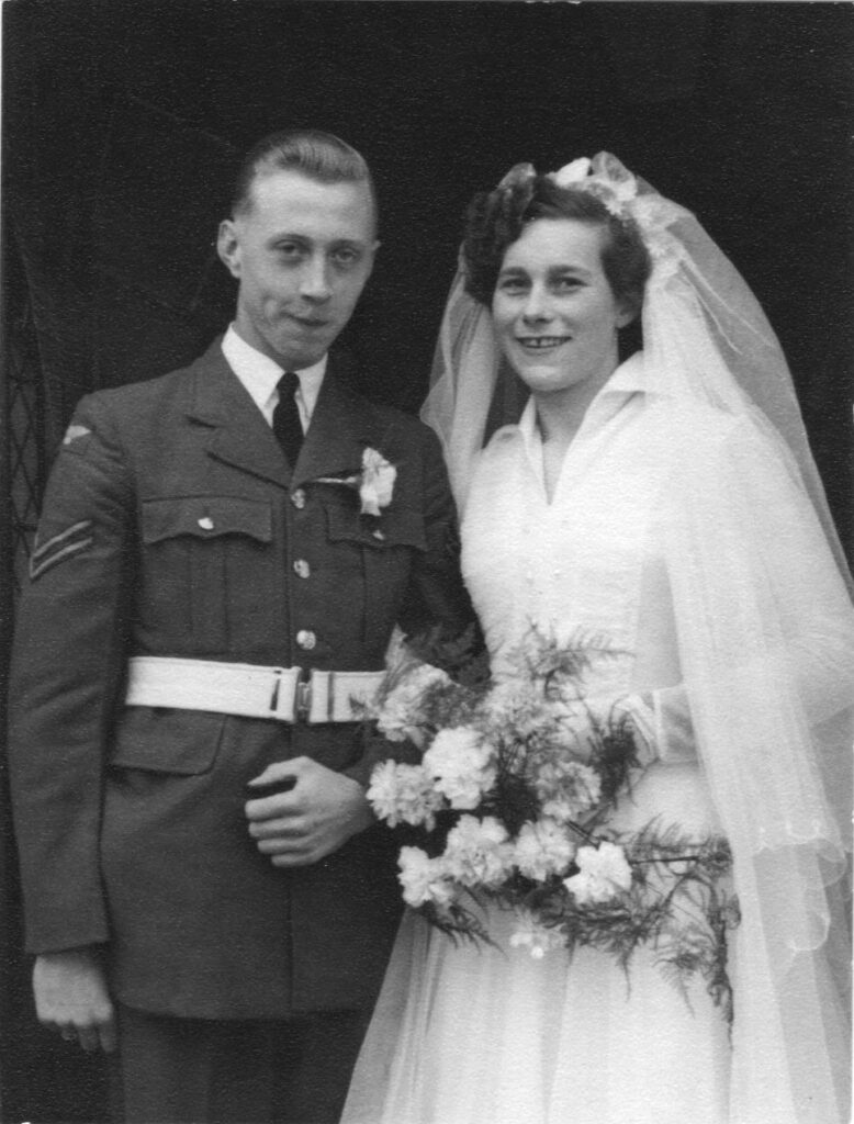 Black and white wedding photograph