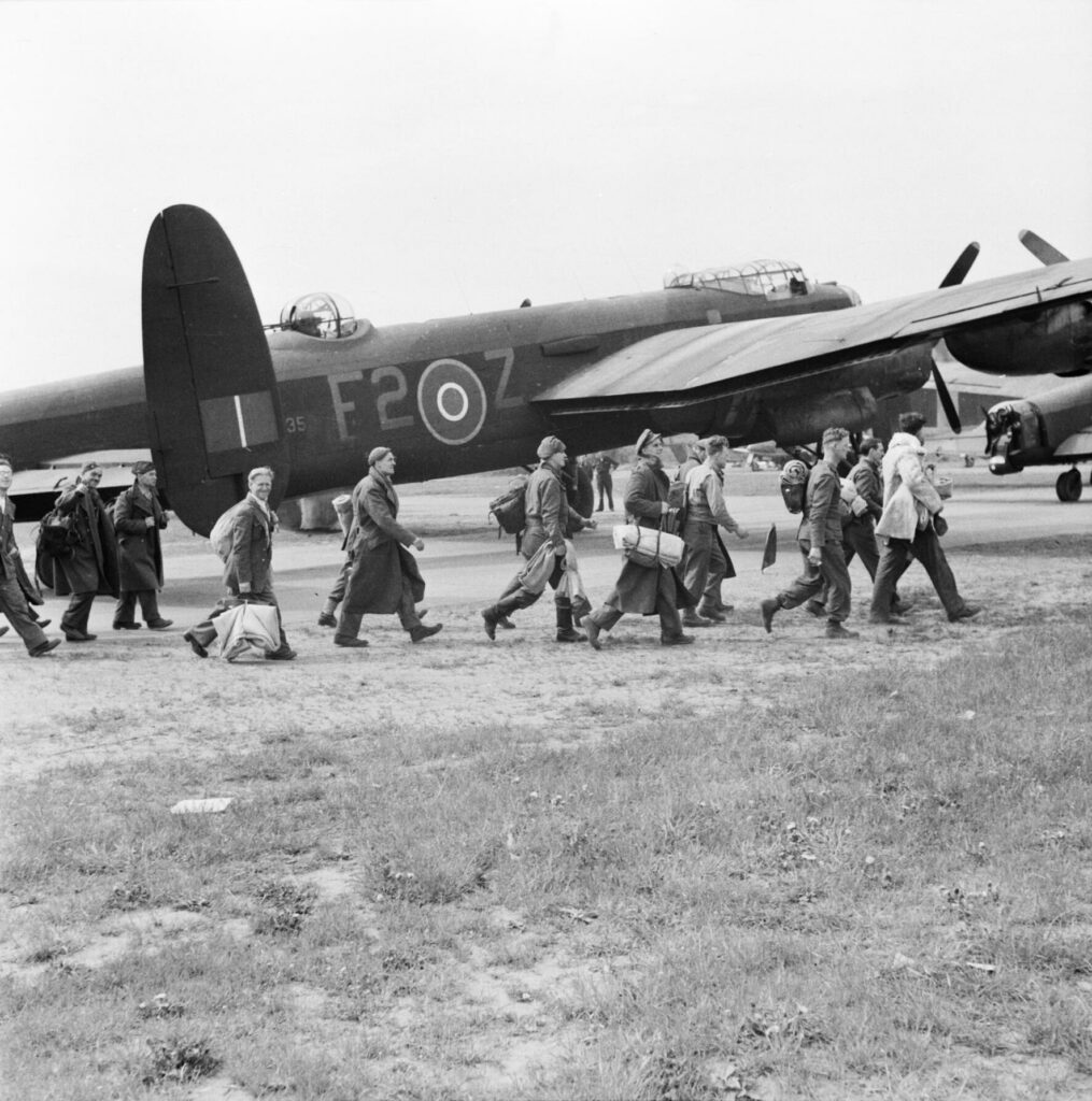 Black and white image - Lancaster and crew