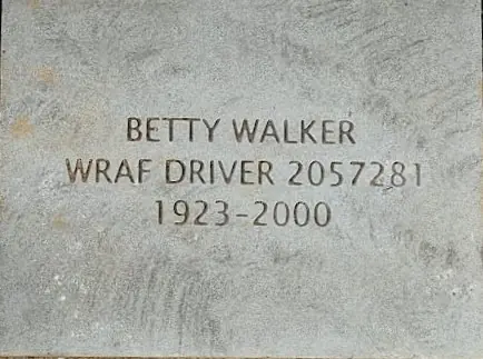 Colour photo of a carved stone for Betty Walker WRAF