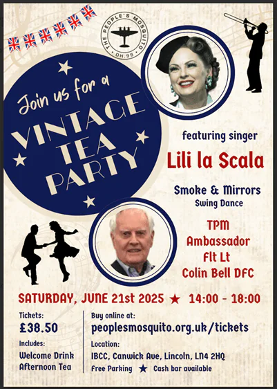 1940s style poster for a vintage tea event