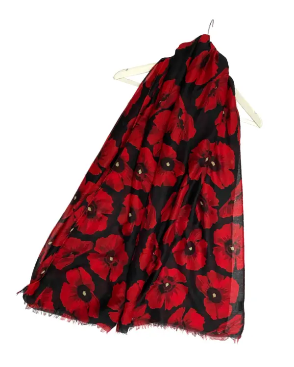 Poppy Frayed Scarf - Black
