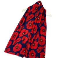 Poppy Frayed Scarf - Navy
