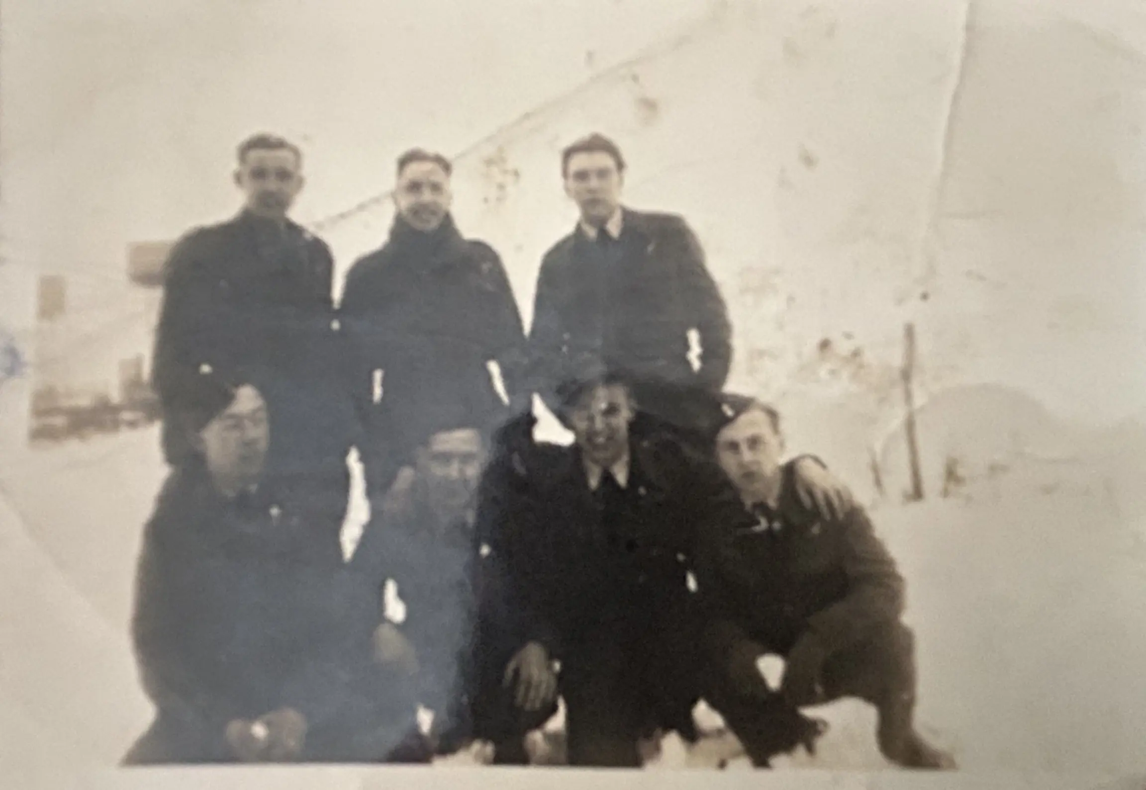 black and white image of Emrys Davies crew