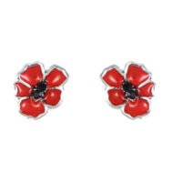 Small Enamel Poppy Earrings