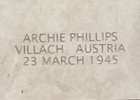 Stone engraved for Flt Sgt Archibald Phillips