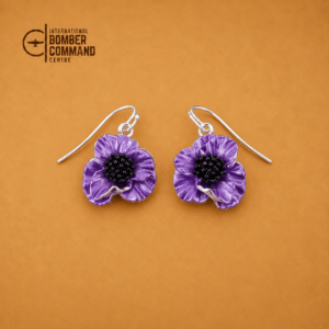 Purple Poppy Flower Drop Earrings, Silver Tone